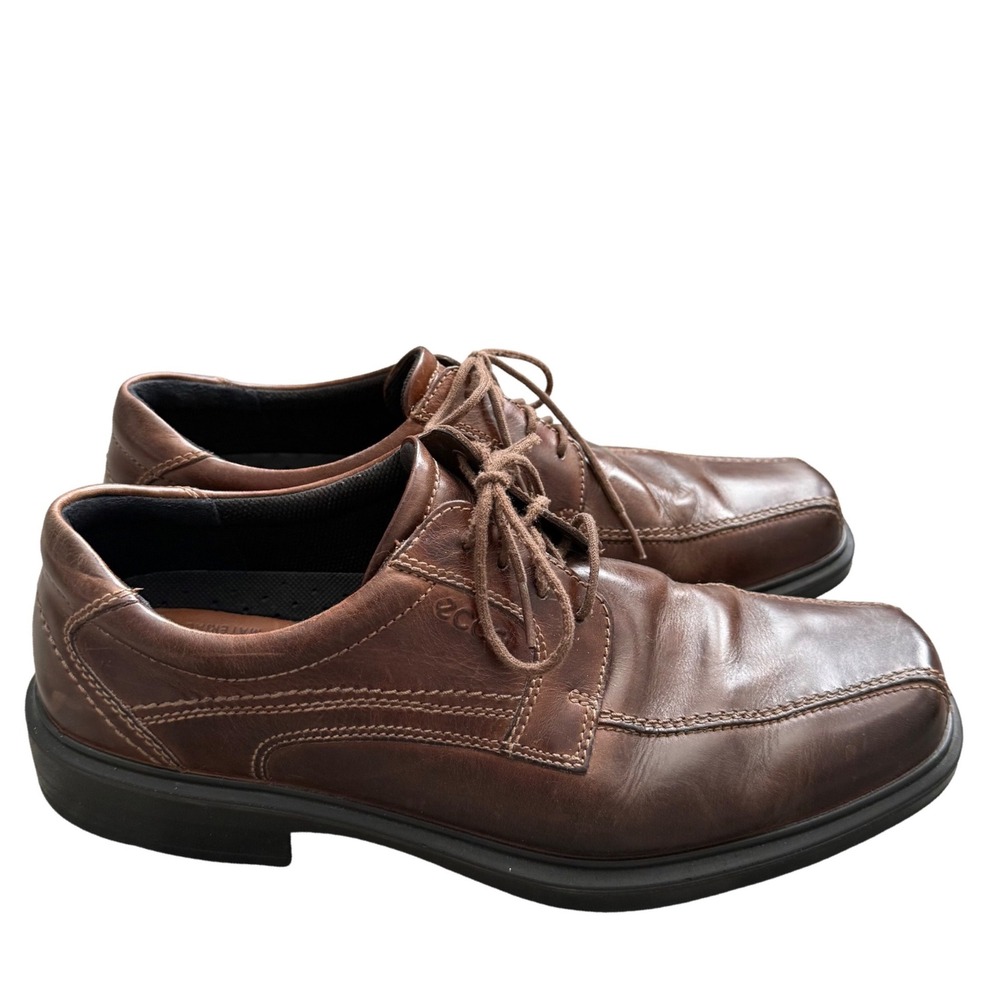 ECCO Men's Brown Leather Dress Shoes Size 44‎ | US 10.5 Comfort Work Oxford - Picture 2 of 9